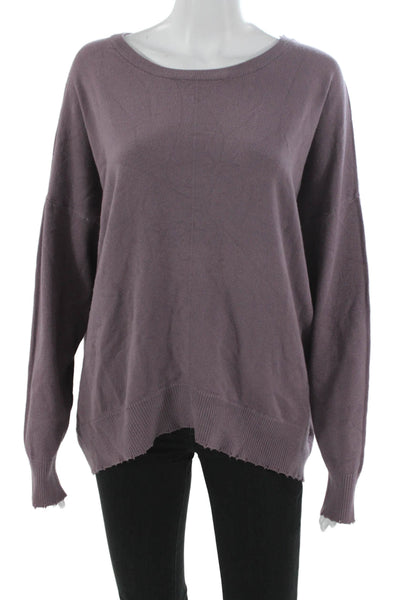 six/fifty Womens Purple Scoop Neck Long Sleeve Pullover Sweater Size L
