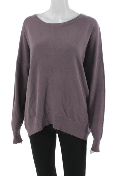 six/fifty Womens Purple Scoop Neck Long Sleeve Pullover Sweater Size L