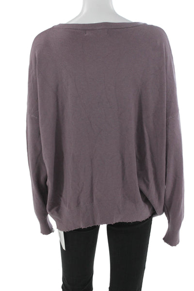 six/fifty Womens Purple Scoop Neck Long Sleeve Pullover Sweater Size L