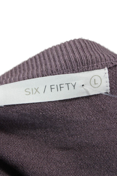 six/fifty Womens Purple Scoop Neck Long Sleeve Pullover Sweater Size L