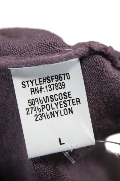 six/fifty Womens Purple Scoop Neck Long Sleeve Pullover Sweater Size L