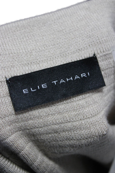 Elie Tahari Mens Wool Pullover Sweater Beige Collared Long Sleeve Size M