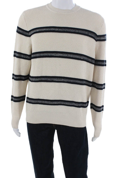 Rodd & Gunn Mens Ivory 100% Australian Cotton Striped Crew Neck Pullover Size M