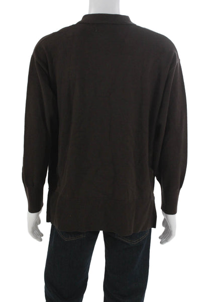 Zara Womens Pullover Sweater Collared Long Sleeve Viscose Brown Size M