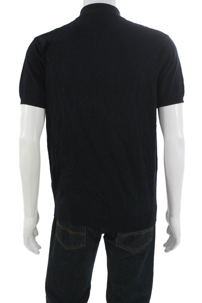 Zara Mens Blue Short Sleeve Polo Shirt Collared Button Viscose Size L