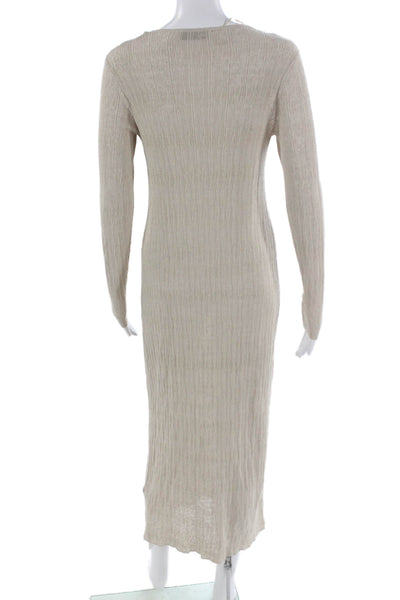 Zara Womens Sweater Dress Beige Cotton Long Sleeve Full Length Size L