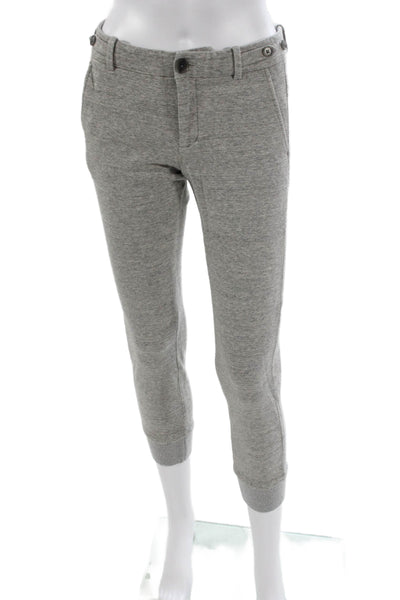 Vince Womens Cropped Gray Cotton Blend Pants Button Closure Size 2
