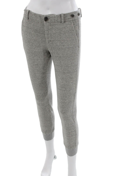 Vince Womens Cropped Gray Cotton Blend Pants Button Closure Size 2