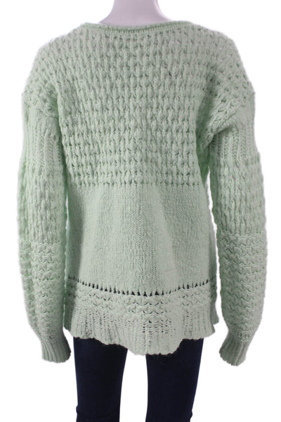 Free People Womens Green Scoop Neck Pullover Sweater Long Sleeve Size S