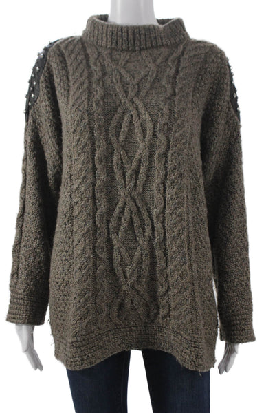 Elizabeth & James Women Brown Mock Neck Pullover Sweater Long Sleeve Size S