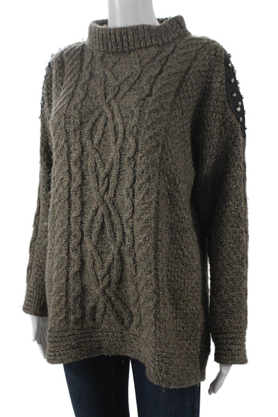 Elizabeth & James Women Brown Mock Neck Pullover Sweater Long Sleeve Size S