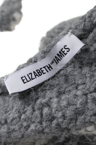 Elizabeth & James Women Gray Striped V-Neck Cardigan Size L