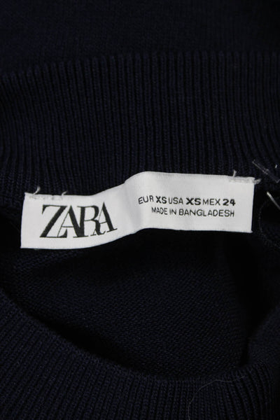 Zara Womens Pullover Sweater Blue Mock Neck Long Sleeve Size XS