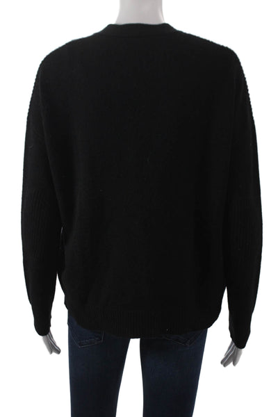 360 Sweater Womens Cardigan Black V Neck 70% Wool Long Sleeve Size S