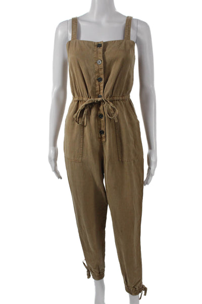Alice + Olivia Womens Lyocell Sleeveless Square Neck Jumpsuit Brown Size 4