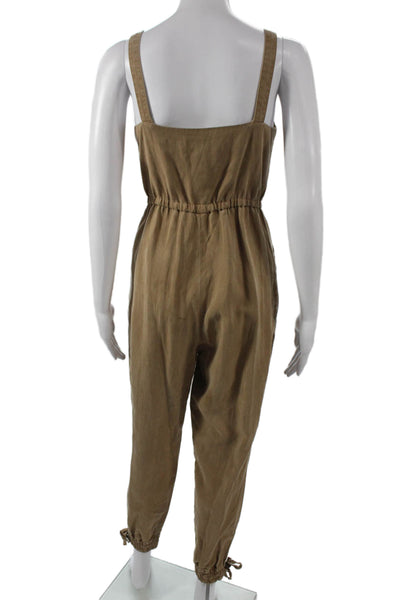 Alice + Olivia Womens Lyocell Sleeveless Square Neck Jumpsuit Brown Size 4