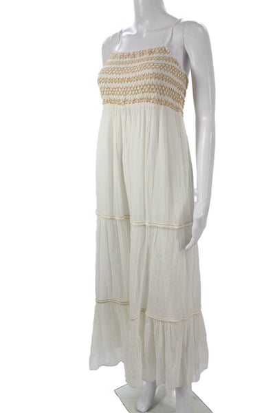 Zara Womens White Maxi Dress Sleeveless Square Neck Cotton Boho Size S