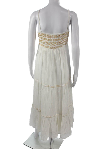 Zara Womens White Maxi Dress Sleeveless Square Neck Cotton Boho Size S