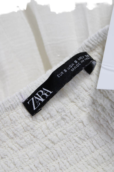 Zara Womens White Maxi Dress Sleeveless Square Neck Cotton Boho Size S