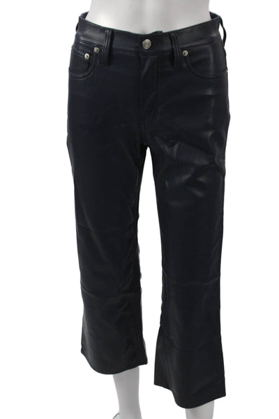 J Crew Womens Cropped Pants Blue Button Polyurethane Petites Size 23