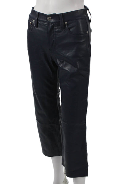 J Crew Womens Cropped Pants Blue Button Polyurethane Petites Size 23