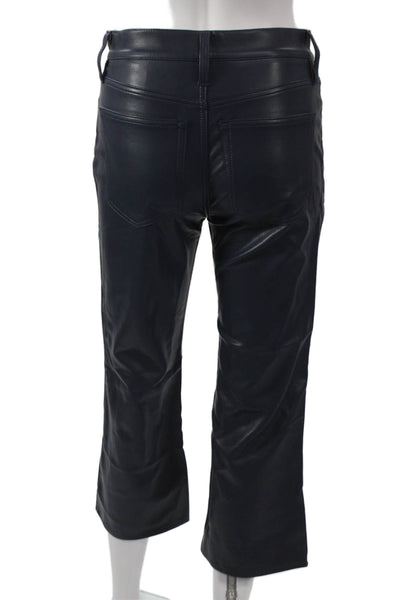 J Crew Womens Cropped Pants Blue Button Polyurethane Petites Size 23