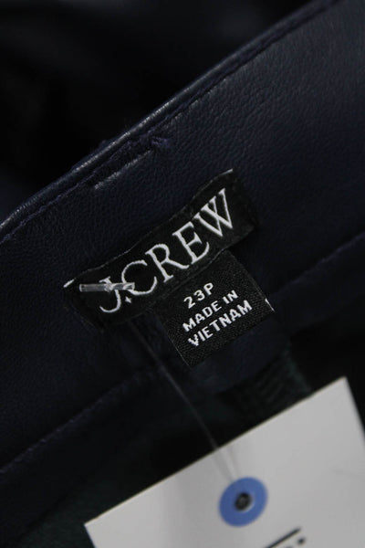 J Crew Womens Cropped Pants Blue Button Polyurethane Petites Size 23