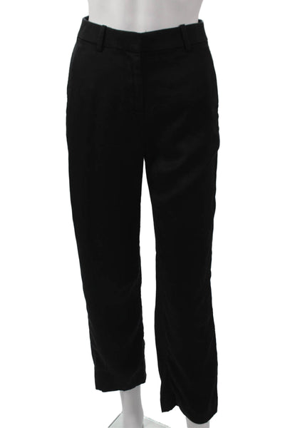 J Crew Womens Ankle Pants Black 100% Lyocell Hook & Eye Size 00P
