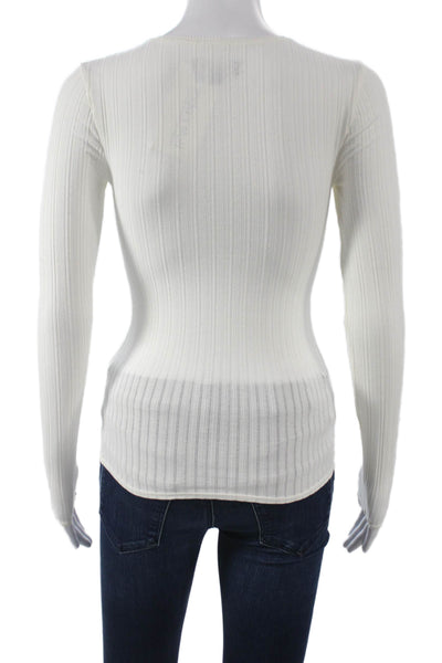 J Crew Women Basic Long Sleeve Crew Neck T-Shirt White Size 2XS