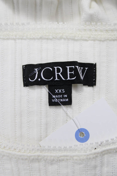 J Crew Women Basic Long Sleeve Crew Neck T-Shirt White Size 2XS