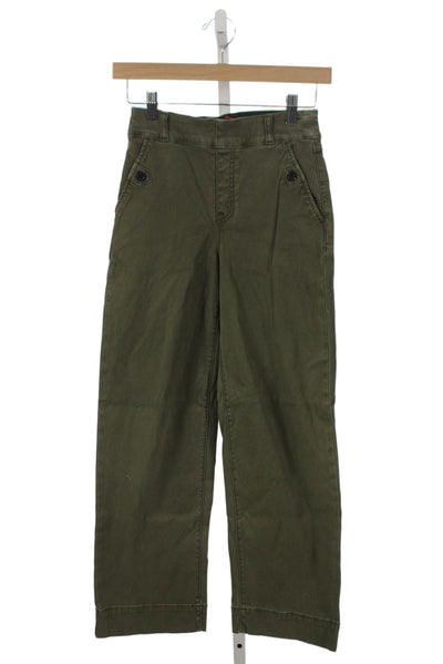 Spanx Women Cropped Pants Green Cotton Blend High Rise 26 Inseam Size XS