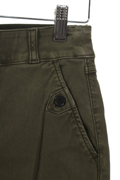 Spanx Women Cropped Pants Green Cotton Blend High Rise 26 Inseam Size XS