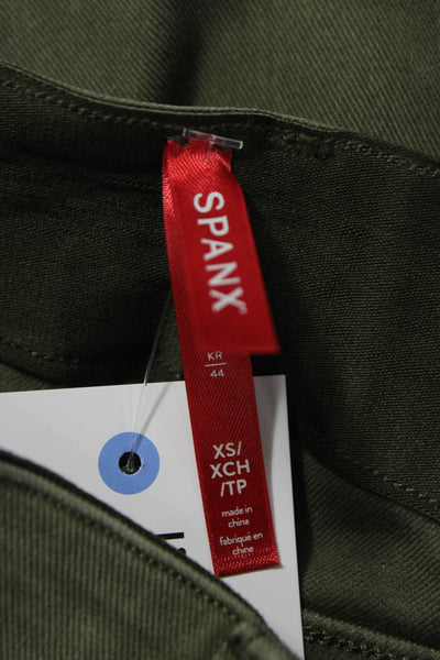 Spanx Women Cropped Pants Green Cotton Blend High Rise 26 Inseam Size XS