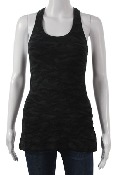 Lululemon Womens Black Camo Pullover Tank Scoop Neck Nylon Sleeveless Size 6