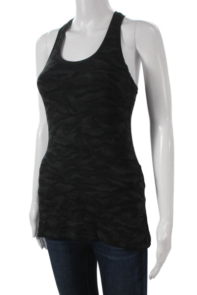 Lululemon Womens Black Camo Pullover Tank Scoop Neck Nylon Sleeveless Size 6