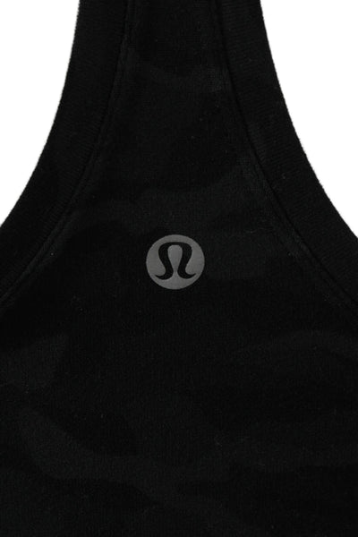 Lululemon Womens Black Camo Pullover Tank Scoop Neck Nylon Sleeveless Size 6