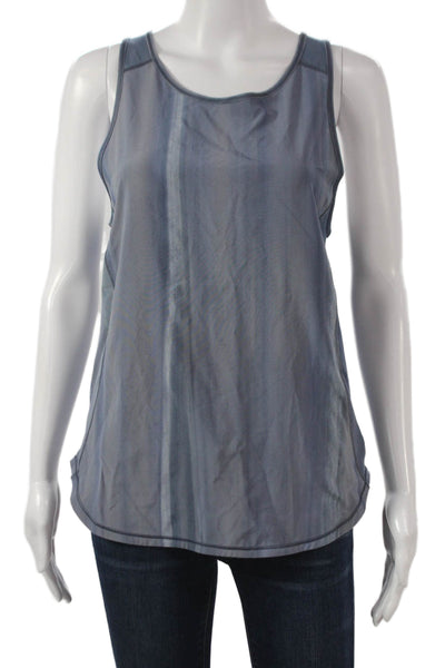 Lululemon Womens Striped Scoop Neck Sleeveless Pullover Tank Blue Nylon Size 6