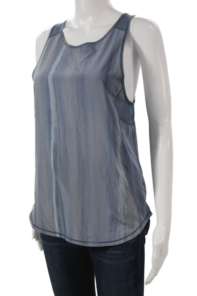 Lululemon Womens Striped Scoop Neck Sleeveless Pullover Tank Blue Nylon Size 6