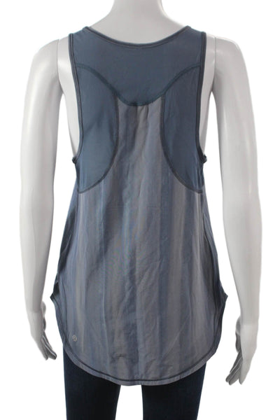 Lululemon Womens Striped Scoop Neck Sleeveless Pullover Tank Blue Nylon Size 6