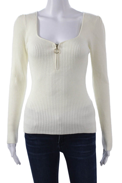 Generation Love Women Basic Sweetheart Neckline Long Sleeve Blouse Ivory Size S