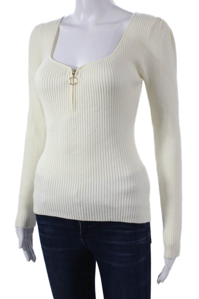 Generation Love Women Basic Sweetheart Neckline Long Sleeve Blouse Ivory Size S