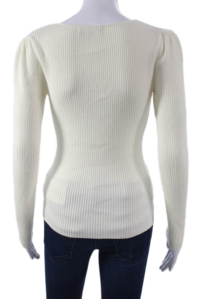 Generation Love Women Basic Sweetheart Neckline Long Sleeve Blouse Ivory Size S