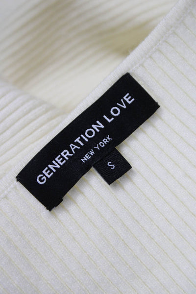 Generation Love Women Basic Sweetheart Neckline Long Sleeve Blouse Ivory Size S