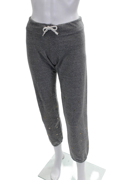 Monrow Womens Jogger Pants Gray Spotted Drawstring Stars Size XS