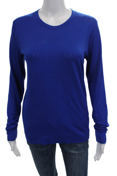 Lululemon Women Long Sleeve Pullover Casual Top Blue Nylon Crew Size 6