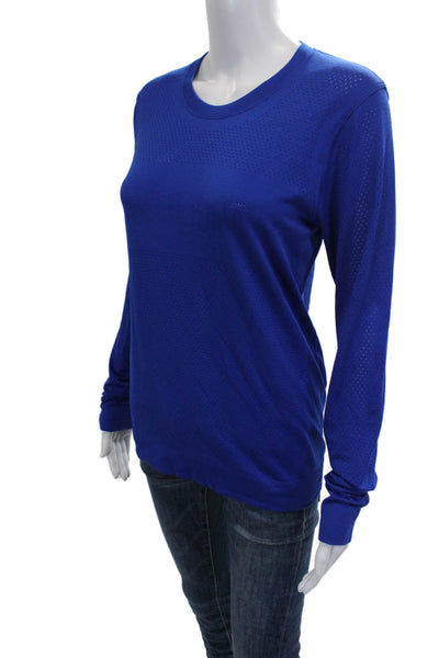 Lululemon Women Long Sleeve Pullover Casual Top Blue Nylon Crew Size 6