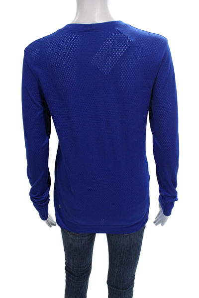 Lululemon Women Long Sleeve Pullover Casual Top Blue Nylon Crew Size 6