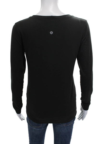 Lululemon Womens Long Sleeve Pullover T-Shirt Black Nylon Round Neck Size 6