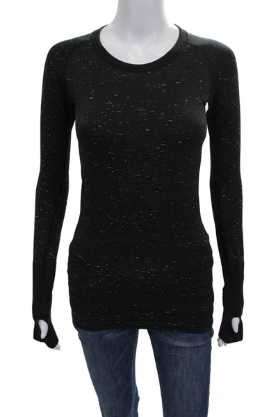 Lululemon Women Black Nylon Crew Neck Long Sleeve Pullover Size 4