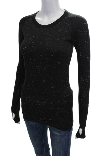 Lululemon Women Black Nylon Crew Neck Long Sleeve Pullover Size 4
